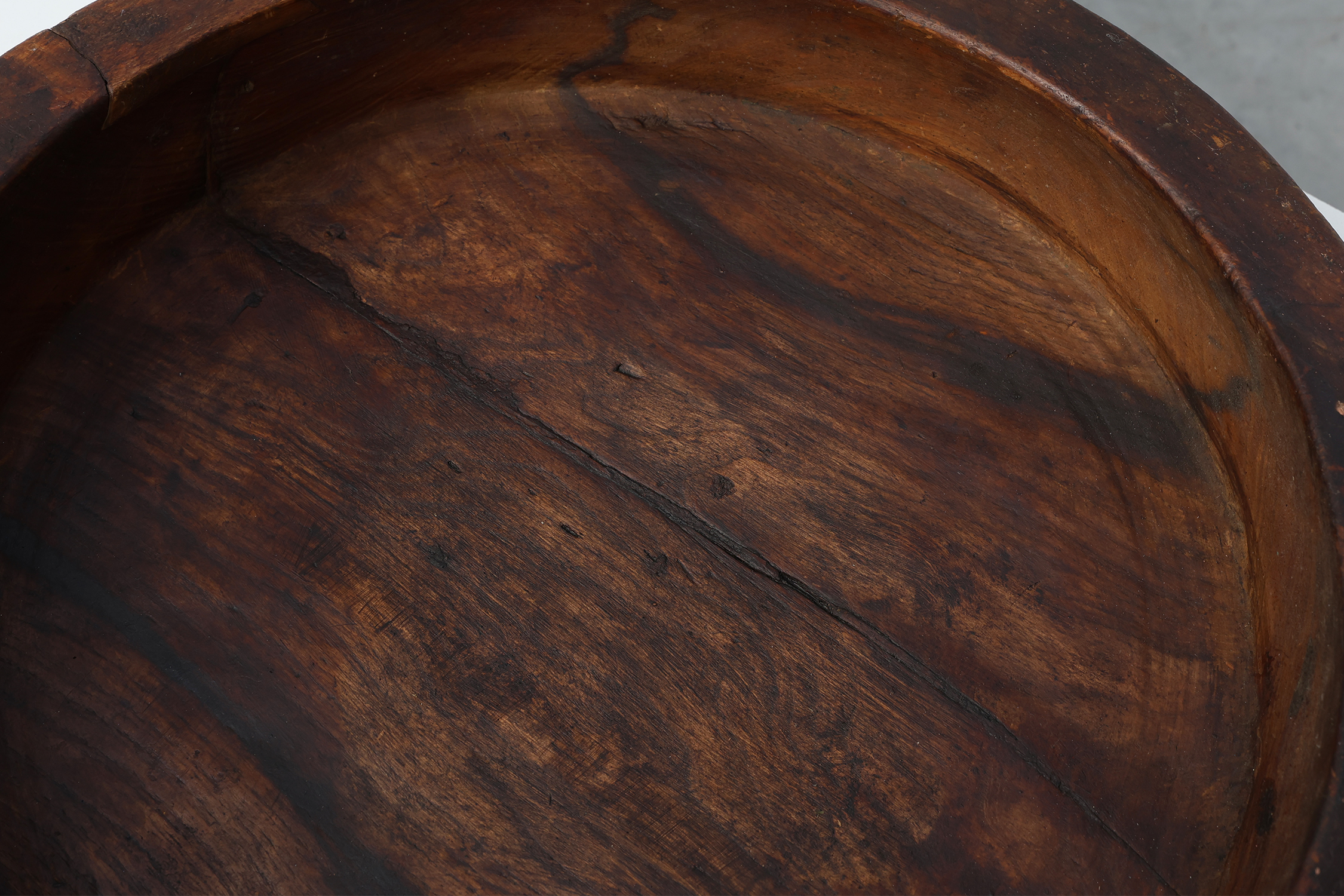 Large handcrafted solid wooden bowl in wabi wabi style, France ca. 1950thumbnail
